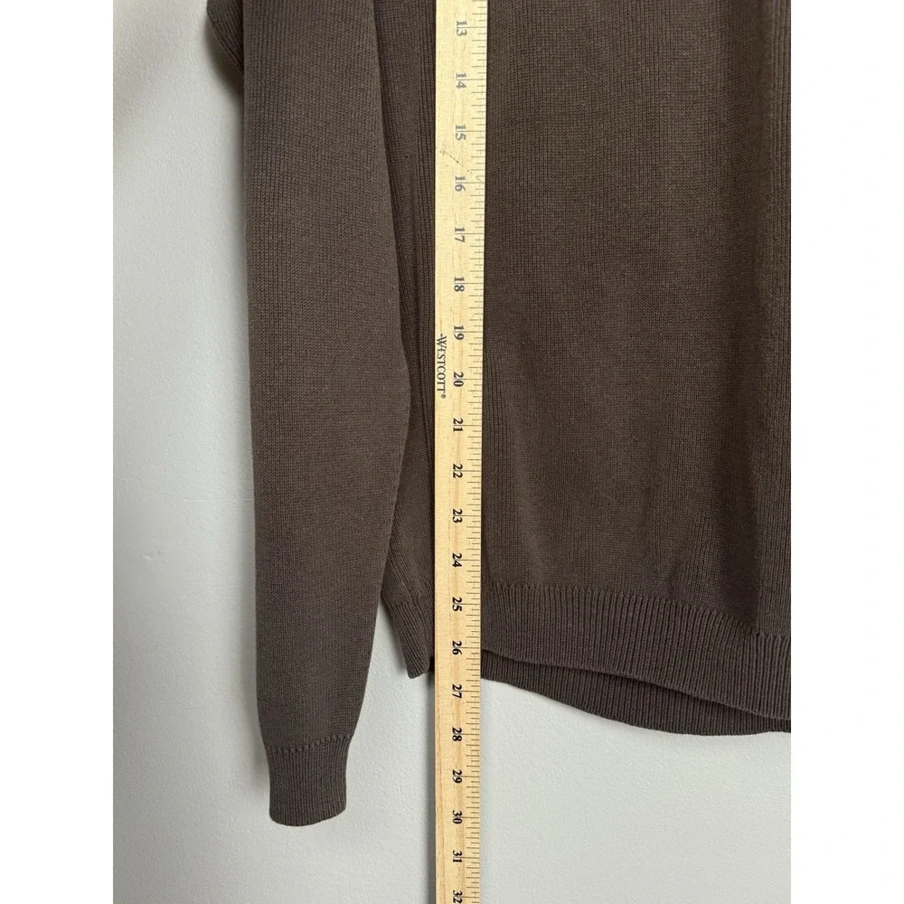 Tommy Bahama Silk Blend Knit Brown V-Neck Sweater Minimalist Preppy Quiet Luxury